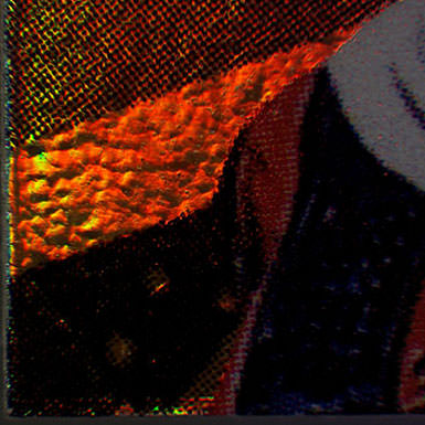 Magnified details of a sports card